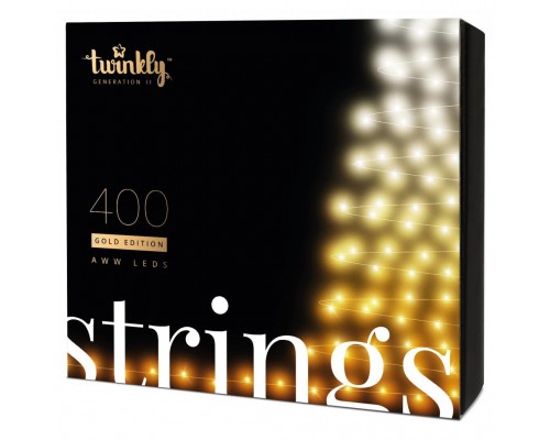 Гірлянда Twinkly Smart LED Strings AWW 400, BT+WiFi, Gen II, IP44, кабель чор (TWS400GOP-BEU)
