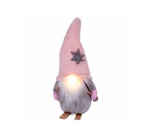 Новорічна фігурка Novogod`ko Гном лижник в рожевому ковпаку, 33 см, LED ніс (974633)