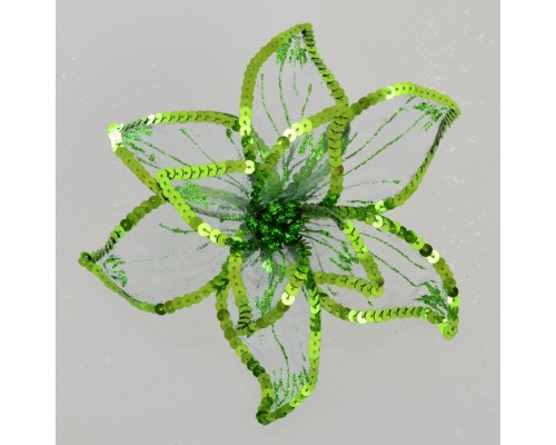 Ялинкова іграшка YES! Fun квітка пуансетії Розкіш напівпрозора зелена, 23*23см (750302)