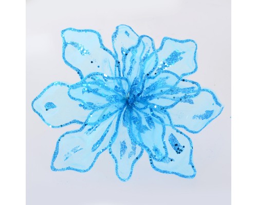 Украшение декоративное YES! Fun Цветок пуансеттии полупрозрачный голубой, 28*28см (750287)