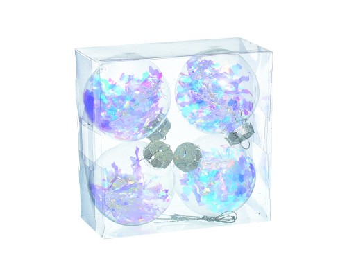 Ялинкова іграшка Jumi набір прозорих кульок 4 шт, пластик, 8см, кольорова мішура (5900410386792)