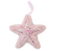 Ялинкова іграшка YES! Fun зірка пухнаста рожева з декором, 16*16 см (973538)