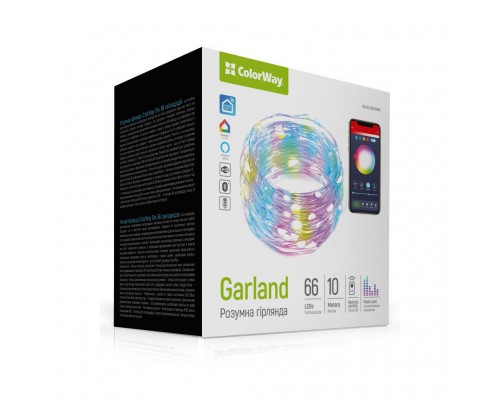 Гірлянда ColorWay Smart LED RGB WiFi+Bluetooth 10M 66LED IP65 (CW-GS-66L10UMC)