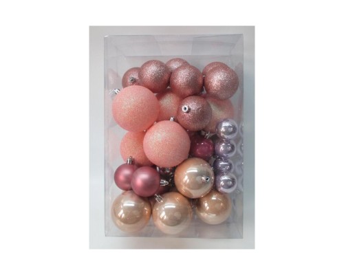 Ялинкова іграшка Novogod`ko набір куль №2, 39 шт рожевий (974440)
