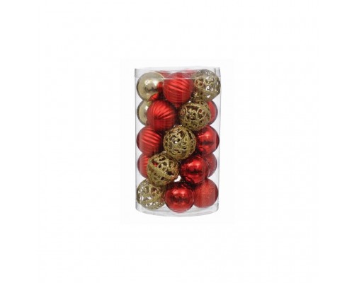 Ялинкова іграшка Jumi mix 25 шт (6 см) червон., золот (5900410400214)