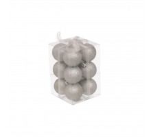 Прикраса декоративна Jumi 12шт, 4 см, пластик, срібний з блискітками (5900410791121)