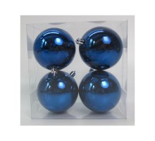 Ялинкова іграшка Novogod`ko набір куль пластик, 8см, 4 шт, синій глянець (974525)