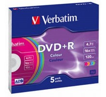 Диск DVD Verbatim 4.7Gb 16X SlimBox 5 шт Color (43556)