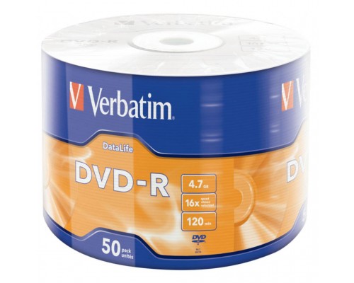 Диск DVD Verbatim 4.7Gb 16X Wrap-box 50pk Extra MATT SILVER (43791)