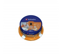 Диск DVD Verbatim 4.7Gb 16X CakeBox 25шт Printable (43538)