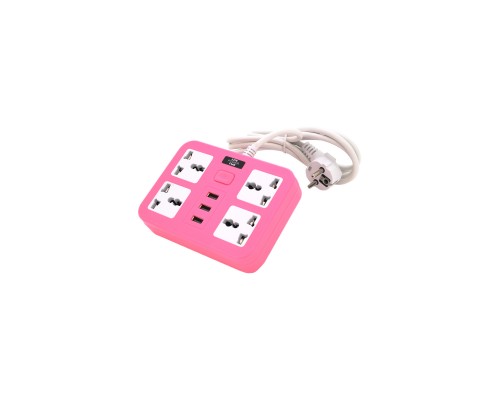 Мережевий фільтр живлення Voltronic TВ-Т15, 4роз, 3*USB Pink (ТВ-Т15-Pink)