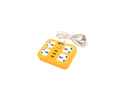 Мережевий фільтр живлення Voltronic TВ-Т15, 4роз, 3*USB Yellow (ТВ-Т15-Yellow)