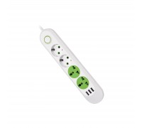 Мережевий фільтр живлення Voltronic F01U, 2роз EU + 2роз Universal, 3*USB White (F01U-White)