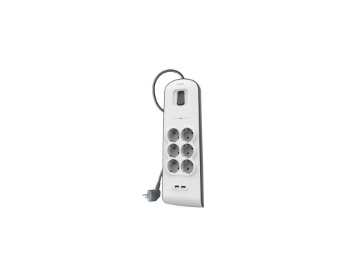 Мережевий фільтр живлення Belkin Superior SurgeMaster 2м, 6 роз, 2xUSB (BSV604VF2M)