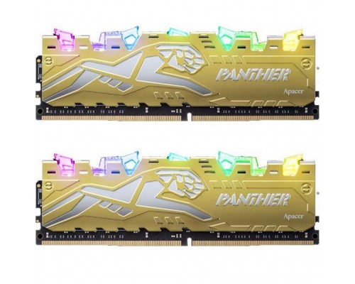 Модуль пам'яті для комп'ютера DDR4 16GB (2x8GB) 2666 MHz Panther Rage RGB Silver-Golden Apacer (EK.16G2V.GQMK2)