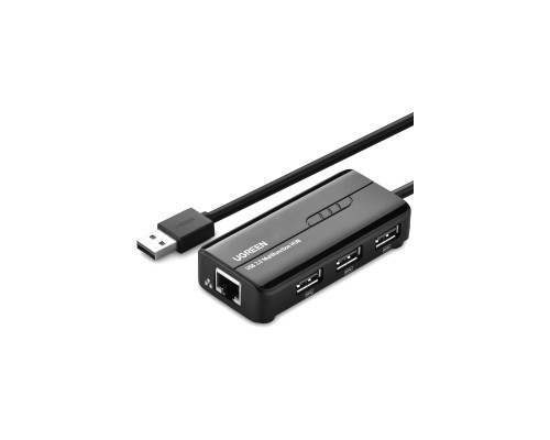 Концентратор Ugreen USB 3.0 Type A to 3xUSB 2.0 + RJ45 1000M Ethernet black (20264)