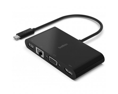 Перехідник Belkin USB-C to Ethernet, HDMI, VGA, USB-A, black (AVC005BTBK)