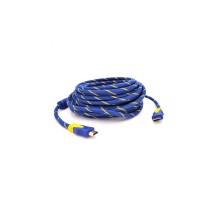 Кабель мультимедійний HDMI to HDMI 20.0m v1.4, OD-8.0mm Blue/Gold Merlion (YT-HDMI(M)/(M)NY/BL-20m)