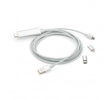 Кабель мультимедійний HDMI to Lighting+MicroUSB+Type-C 2m Vinga (MobileTV-01)