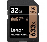 Карта памяти Lexar 32GB SDHC class 10 UHS-I U1 V10 633x Professional (LSD32GCB633)