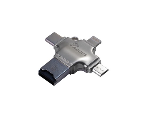 Считыватель флеш-карт Argus USB2.0/USB Type C/ Micro-USB/Lightning, TF (R-010)