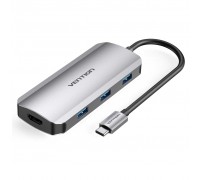 Концентратор Vention USB3.1 Type-C -> HDMI/USB-C Gen 1/USB 3.0x3/PD 100W Hub 6-i (TOFHB)