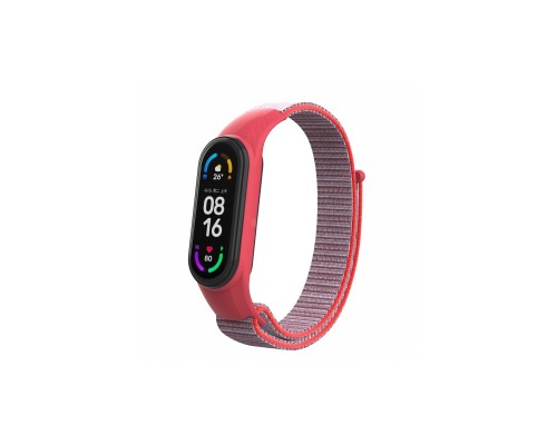 Ремінець до фітнес браслета Armorstandart нейлоновий для Xiaomi Mi Band 7/6/5/4 Grey/Red (ARM67853)