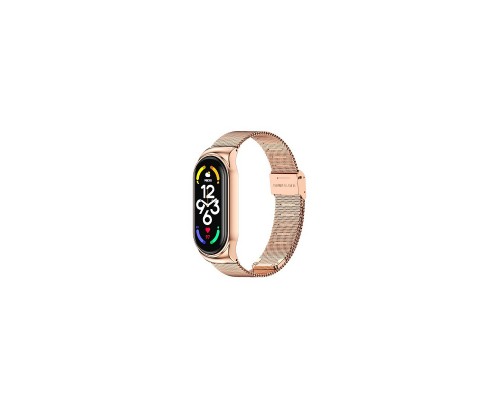 Ремінець до фітнес браслета BeCover Metal для Xiaomi Mi Smart Band 7 Rose Gold (707496)