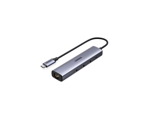 Концентратор Ugreen USB 3.0 Type-C to 3xUSB 3.0 + RJ45 1000M CM475 grey (20932)