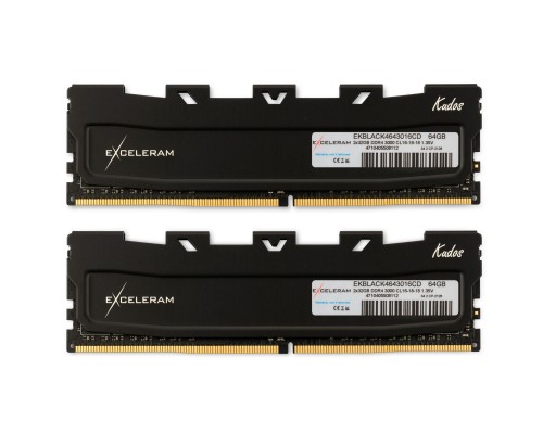 Модуль пам'яті для комп'ютера DDR4 64GB (2x32GB) 3000 MHz Black Kudos eXceleram (EKBLACK4643016CD)