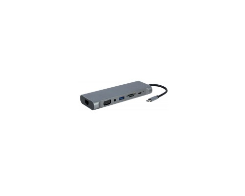 Концентратор Cablexpert USB-C 8-in-1 USB3.0/HDMI/DP/VGA/PD/CR/1Gbit/audio (A-CM-COMBO8-01)