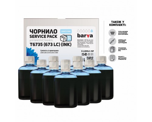 Чорнило Barva EPSON L800/L810/L850/L1800 10x100 мл LIGHT CYAN (E-L800LC-1SP)