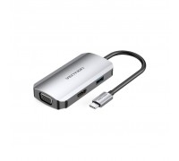 Концентратор Vention USB3.1 Type-C -> HDMI/VGA/USB 3.0/PD 100W Hub 4-in-1 (TOAHB)