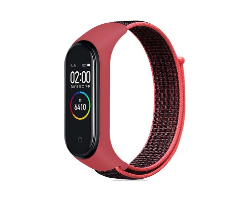 Ремінець до фітнес браслета BeCover Nylon Style для Xiaomi Mi Smart Band 5/6 Black-Red (705416)