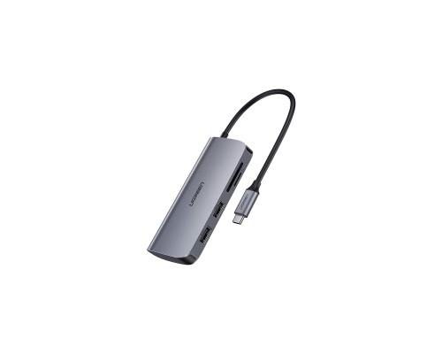 Концентратор Ugreen USB3.0 Type-C to USB 3.0x2/HDMI/RJ45/SD/TF/PD CM212 gray (50852)