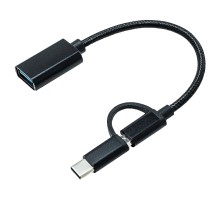 Перехідник OTG AC-150 2in1 USB 3.0 - MicroUSB USB Type-C Black XoKo (AC-150-BK)