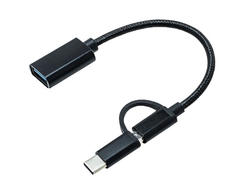 Перехідник OTG AC-150 2in1 USB 3.0 - MicroUSB USB Type-C Black XoKo (AC-150-BK)