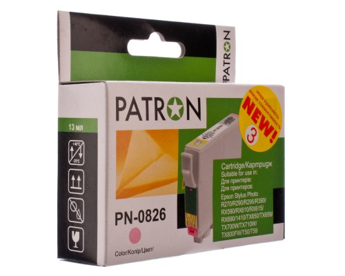 Картридж Patron для EPSON R270/290/390/RX590 LIGHT MAGENTA (PN-0826) (CI-EPS-T08164-LM3-PN)