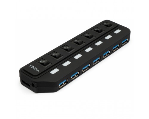 Концентратор Vinga USB3.0 to 7*USB3.0 HUB with switch and power adapter (VHA3A7SP)