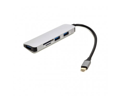 Концентратор USB Type-C to 3*USB 3.0 Ports + TF/SD Card Reader PowerPlant (CA912100)