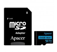 Карта пам'яті Apacer 64GB microSDHC class 10 UHS-I U3 V30 (AP64GMCSX10U7-R)