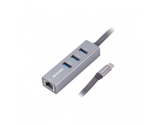 Переходник Maxxter Type-C to Gigabit Ethernet, 3 Ports USB 3.0 (NECH-3P-02)