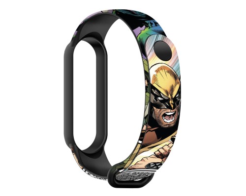 Ремінець до фітнес браслета Armorstandart Superhero для Xiaomi Mi Band 7/6/5 Wolverine comix Black (ARM59265)