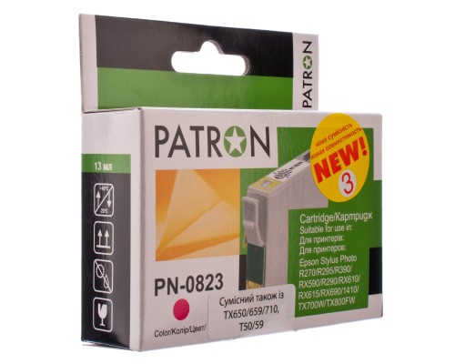 Картридж Patron для EPSON R270/290/390/RX590 MAGENTA (PN-0823) (CI-EPS-T08134-M3-PN)