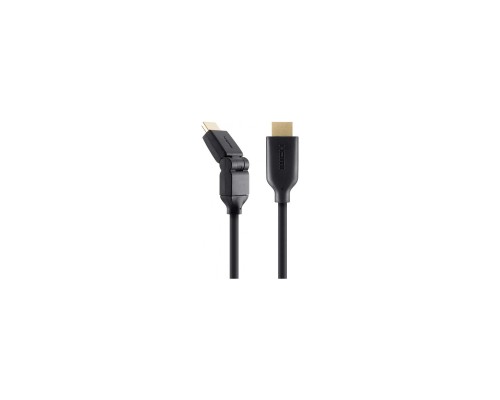 Кабель мультимедійний HDMI to HDMI 2.0m High Speed w/Ethernet 2м, 180 degree angle Belkin (F3Y026BT2M)