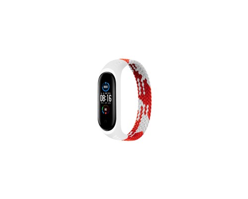 Ремінець до фітнес браслета BeCover Elastic Nylon Style для Xiaomi Mi Smart Band 5/6 (Size M) Red-White (706148)