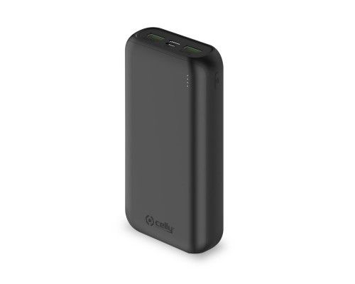 Батарея універсальна Celly Energy 20000mAh Inp:USB-C/Micro-USB, Out:USB-A*2(5V/2.1A) black (PBE20000BK)