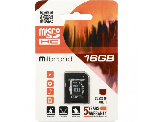 Карта памяти Mibrand 16GB microSDHC class 10 UHS-I (MICDHU1/16GB-A)