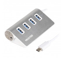 Концентратор Maxxter USB 3.0 Type-C 4 ports silver (HU3С-4P-01)