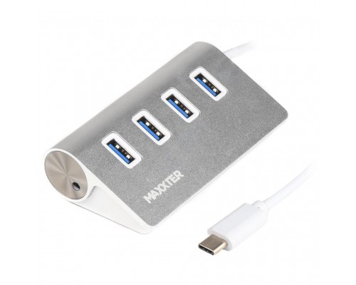 Концентратор Maxxter USB 3.0 Type-C 4 ports silver (HU3С-4P-01)